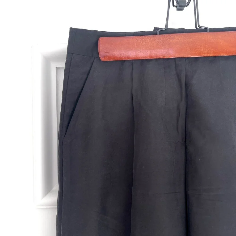 & Other Stories Wide Silk Trousers in Black Size 6